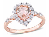 1.50 Carat (ctw) Morganite and White Topaz Ring in 10K Rose Pink Gold